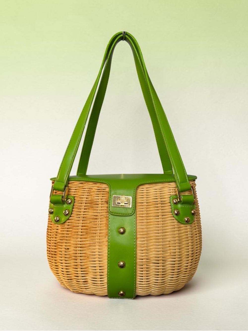 Vintage 70s Etienne Aigner Rattan Basket Handbag Top Handle Rare (A655) - Picture 3 of 16